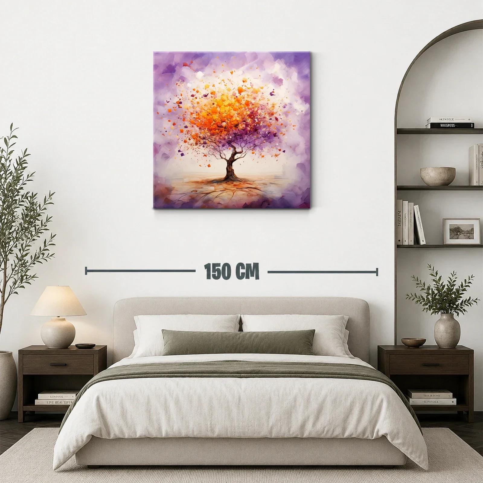 Árbol vibrante con explosión de hojas en tonos cálidos y morados — miniatura 3