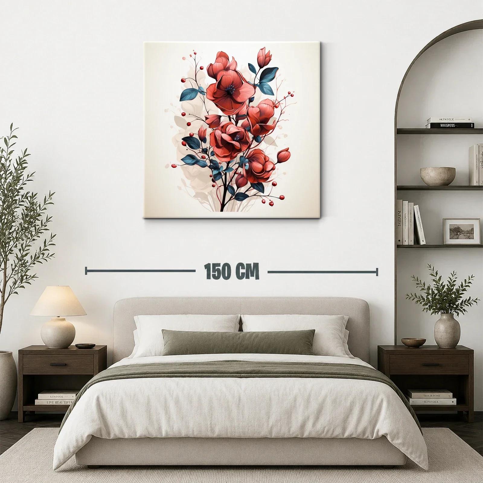 Elegante composición floral en tonos rojos y azules oscuros — miniatura 3