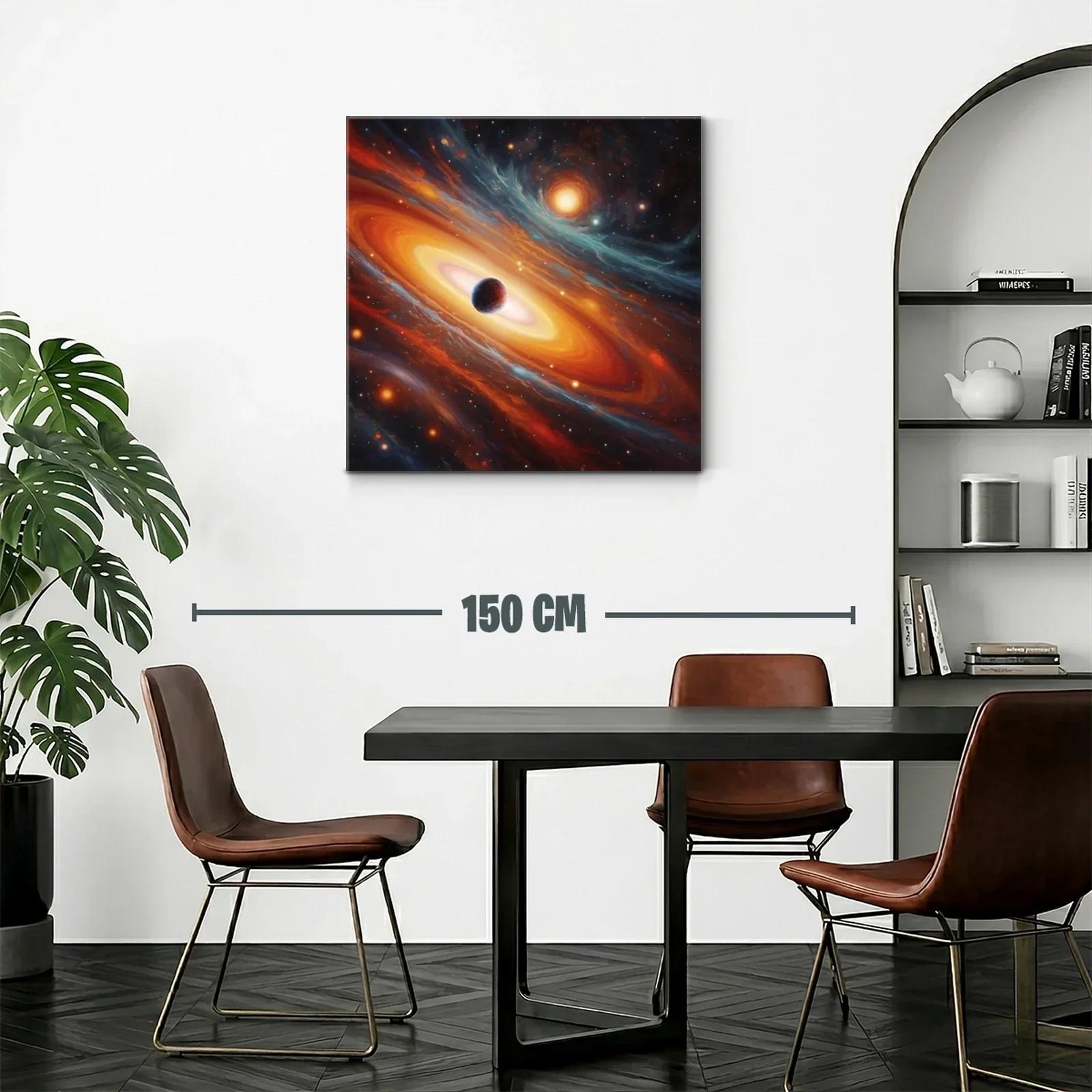 Cuadro galaxia en tonos cálidos con planeta central — miniatura 2