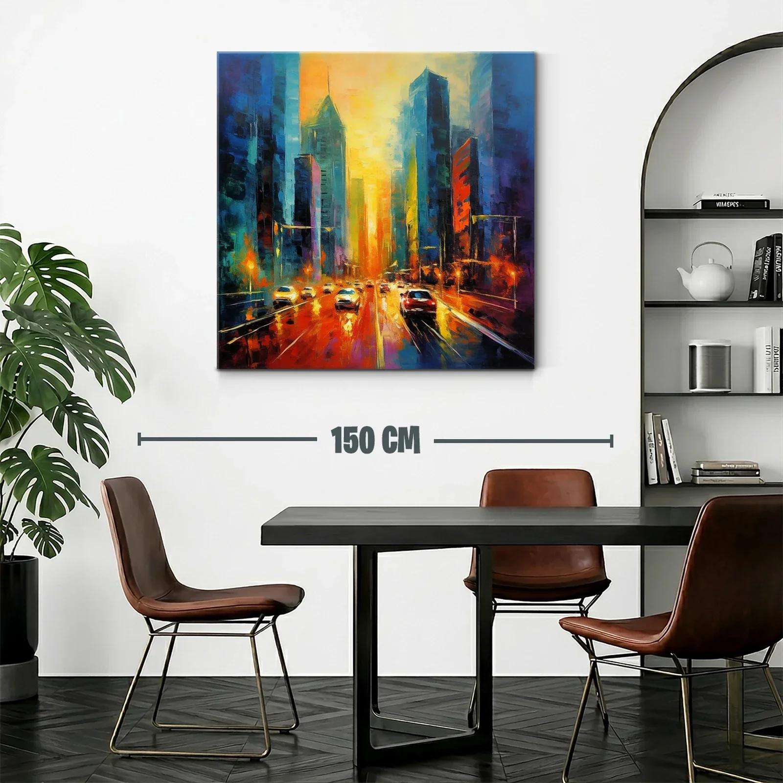 Atardecer vibrante en ciudad urbana con tráfico iluminado — miniatura 2