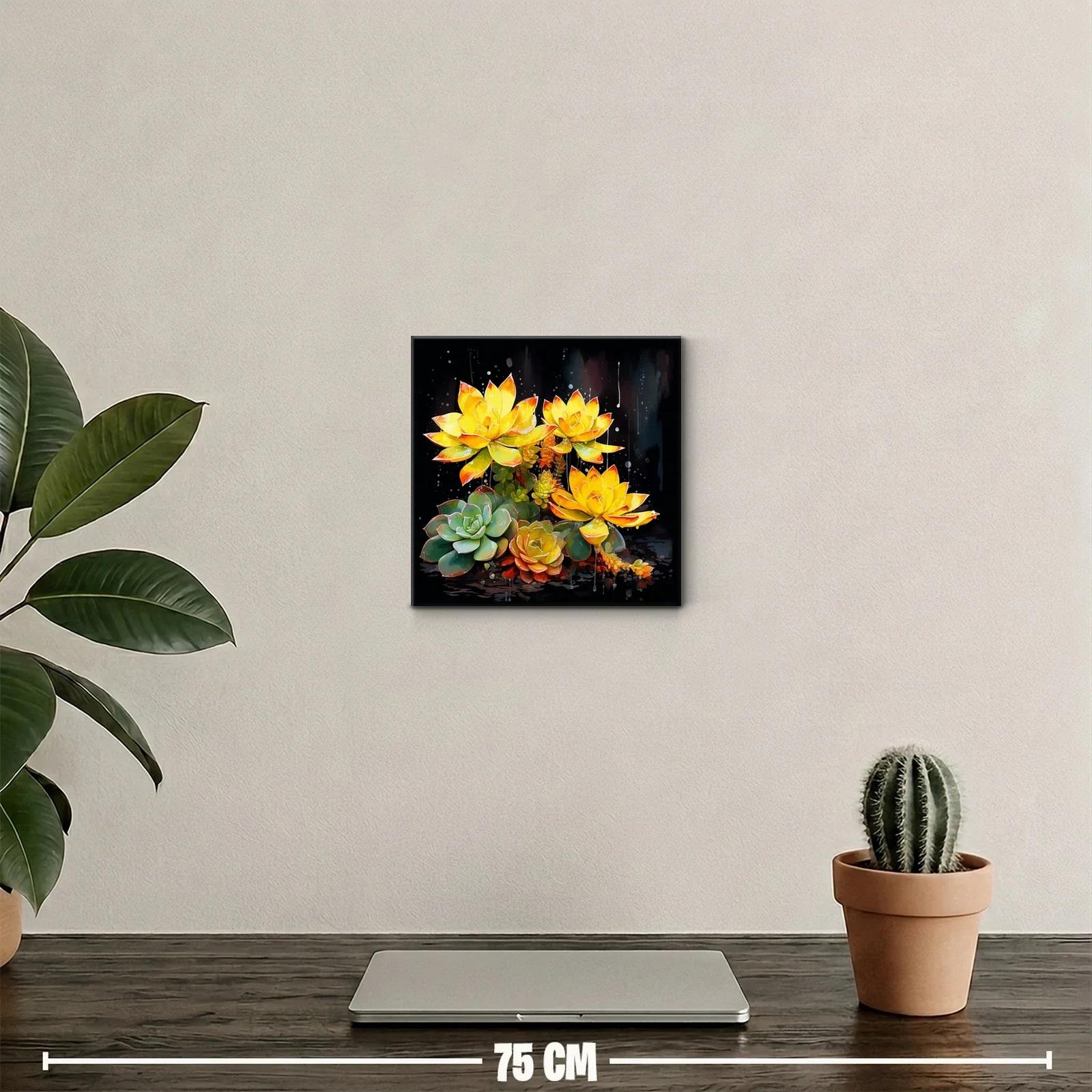 Cuadro decorativo con vibrantes flores amarillas y verdes — miniatura 2