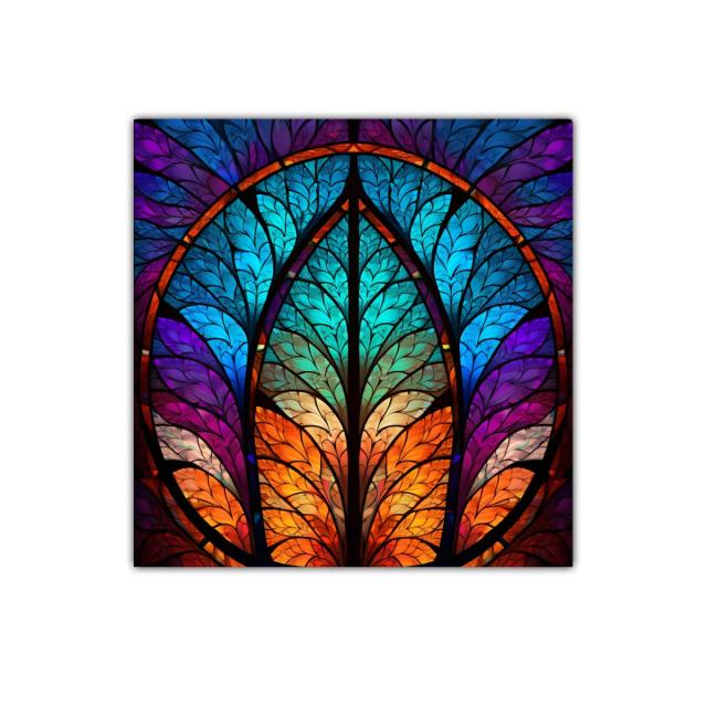 Cuadro decorativo con diseño de hojas en colores vivos