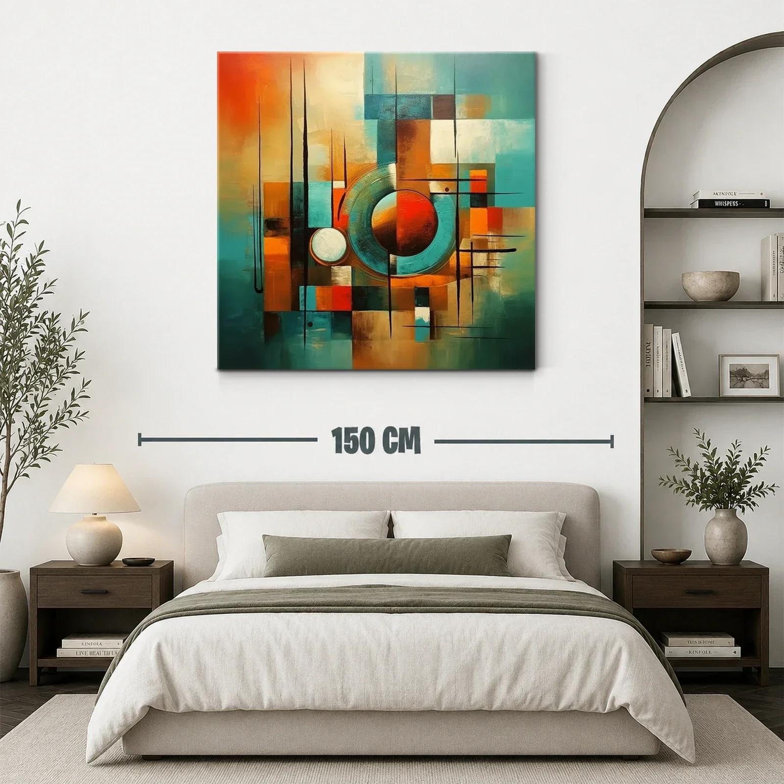 Composición abstracta en tonos cálidos y azules vibrantes — miniatura 3