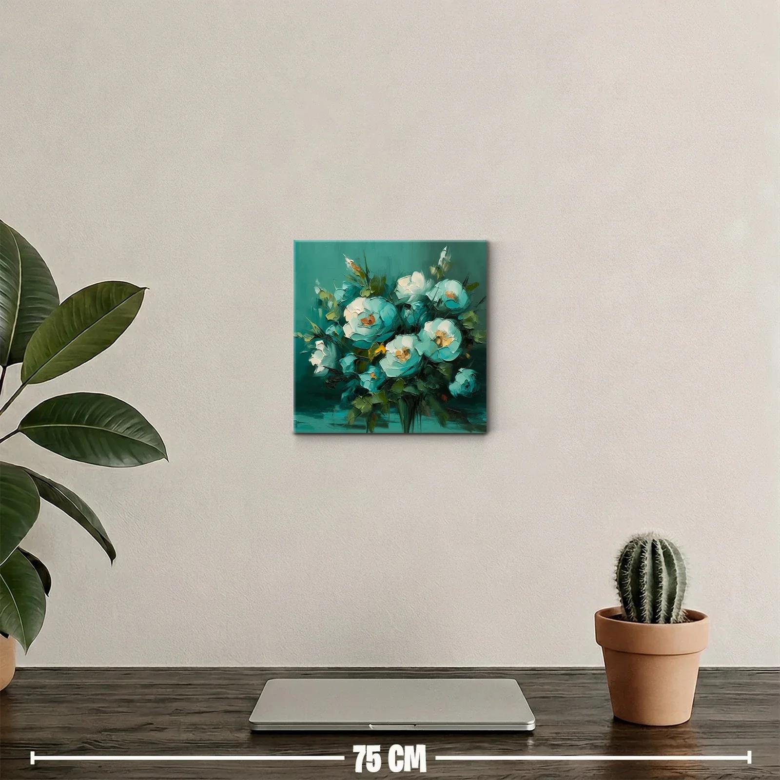Cuadro floral en tonos verdes y azules suaves — miniatura 2