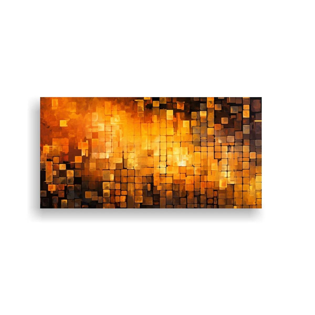 Cuadro mosaico abstracto de cuadrados dorados
