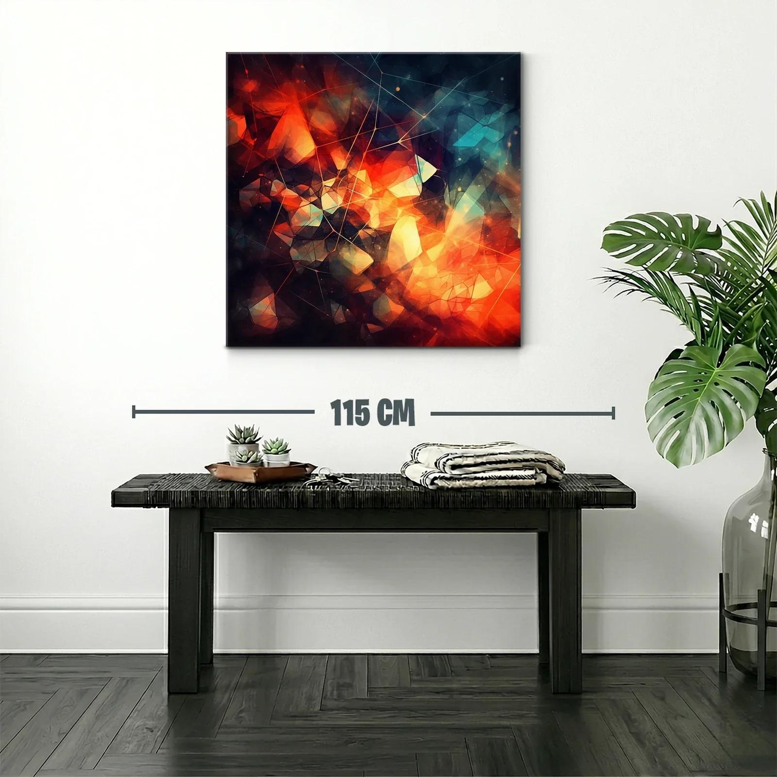 Composición abstracta vibrante con tonos fuego y azul — miniatura 2