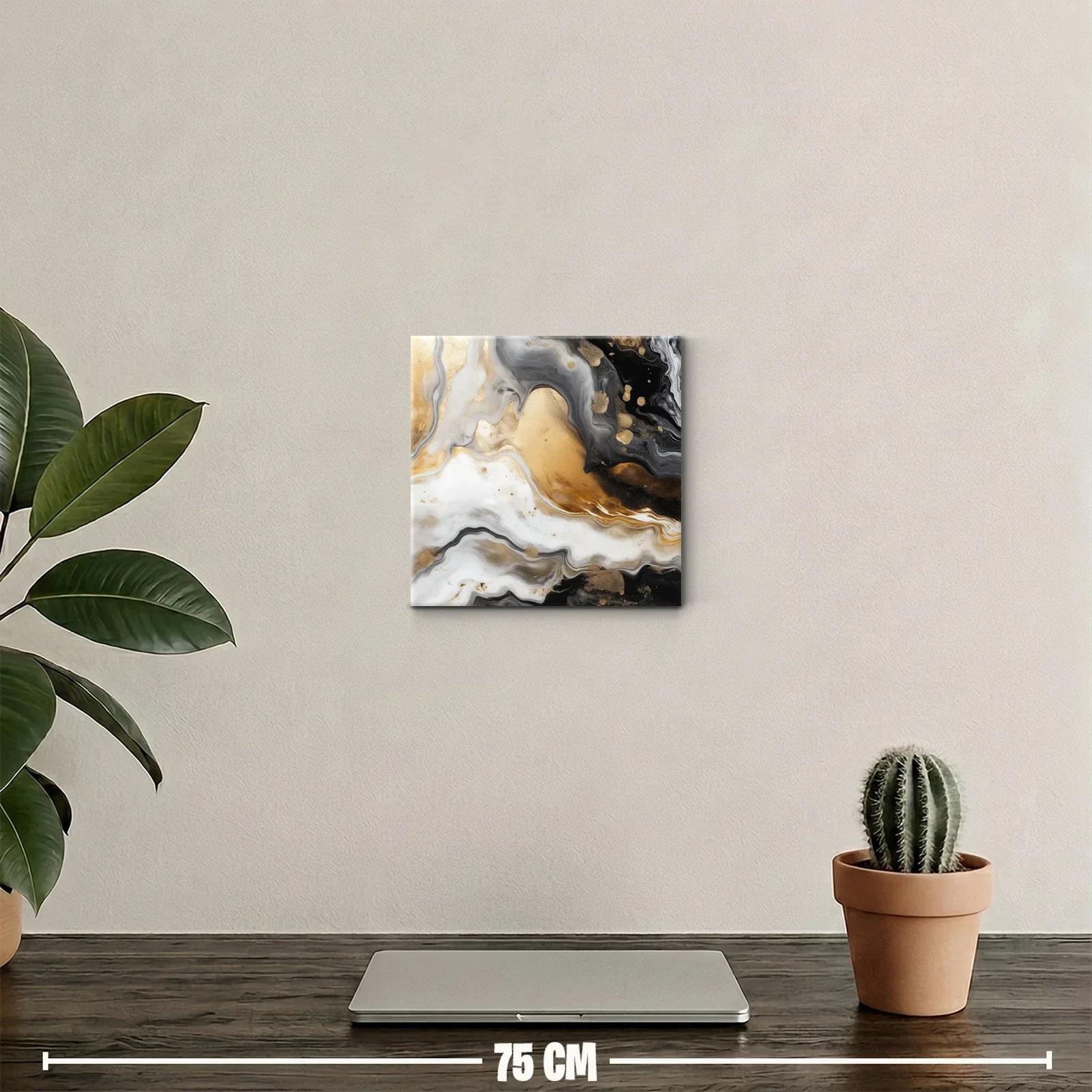 Cuadro abstracto con tonos dorados y negros elegantes — miniatura 2