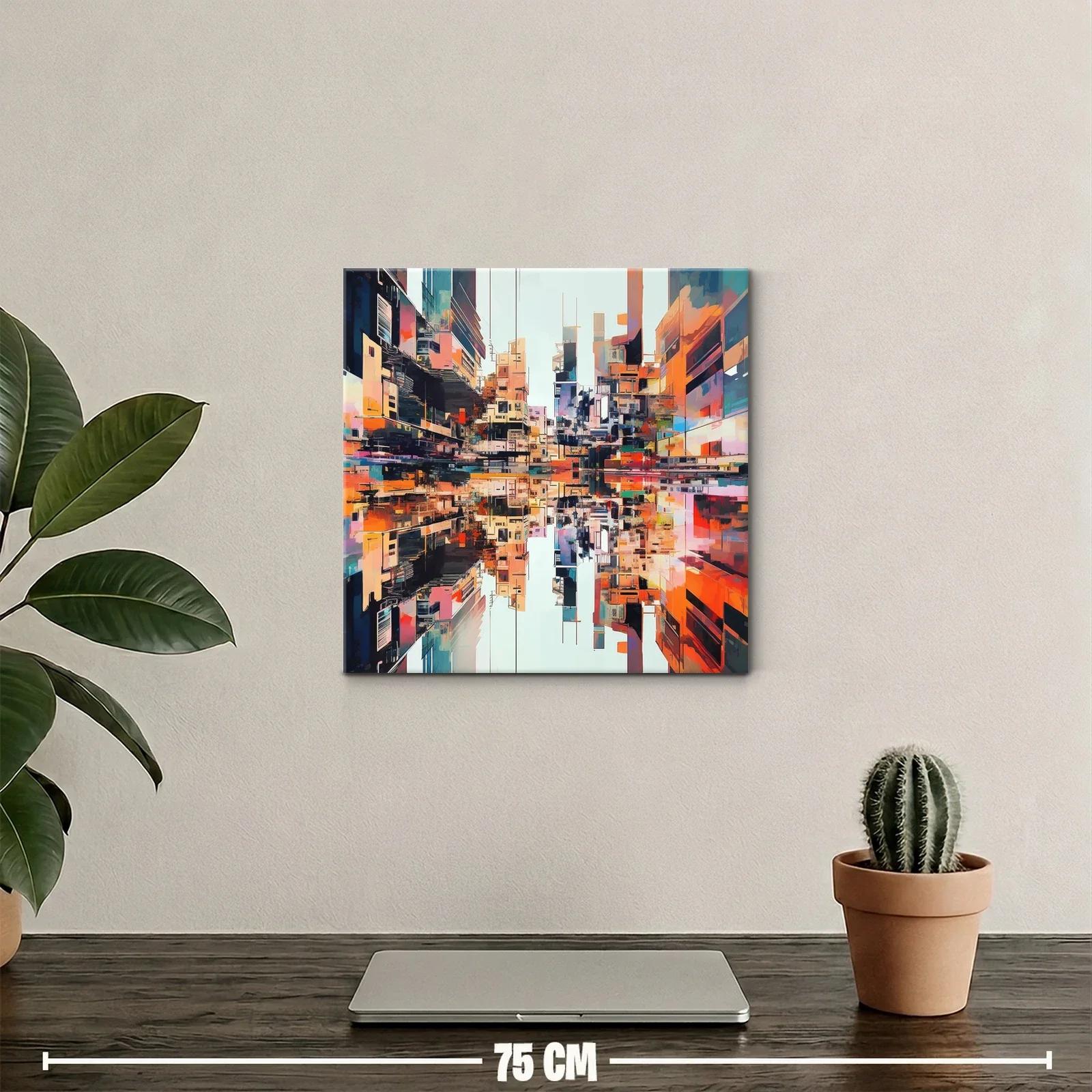 Arte urbano vibrante con reflejos y arquitectura moderna — miniatura 2