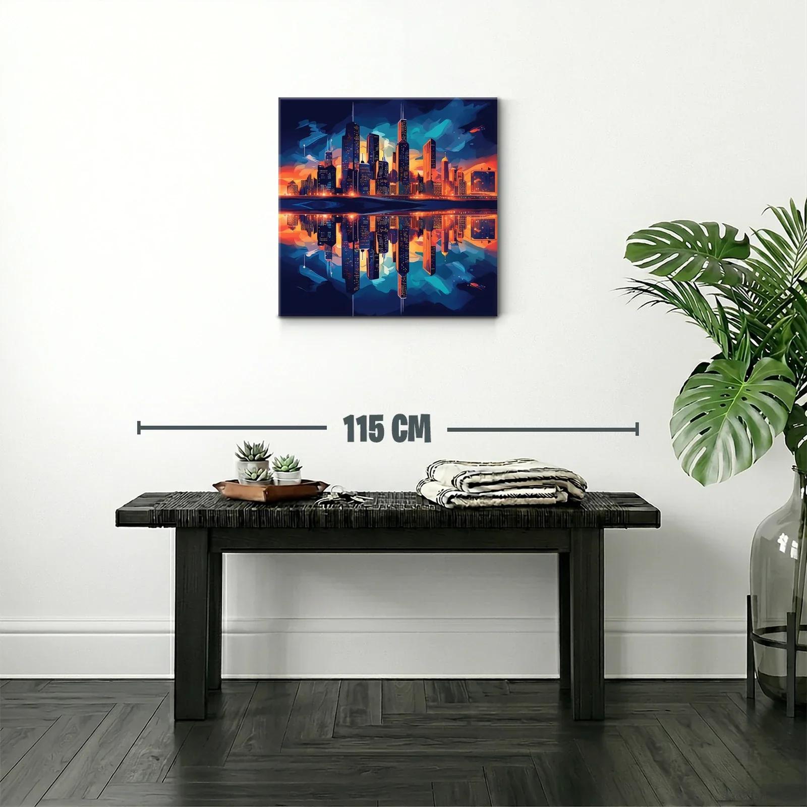 Impresionante skyline urbano al atardecer vibrante — miniatura 2