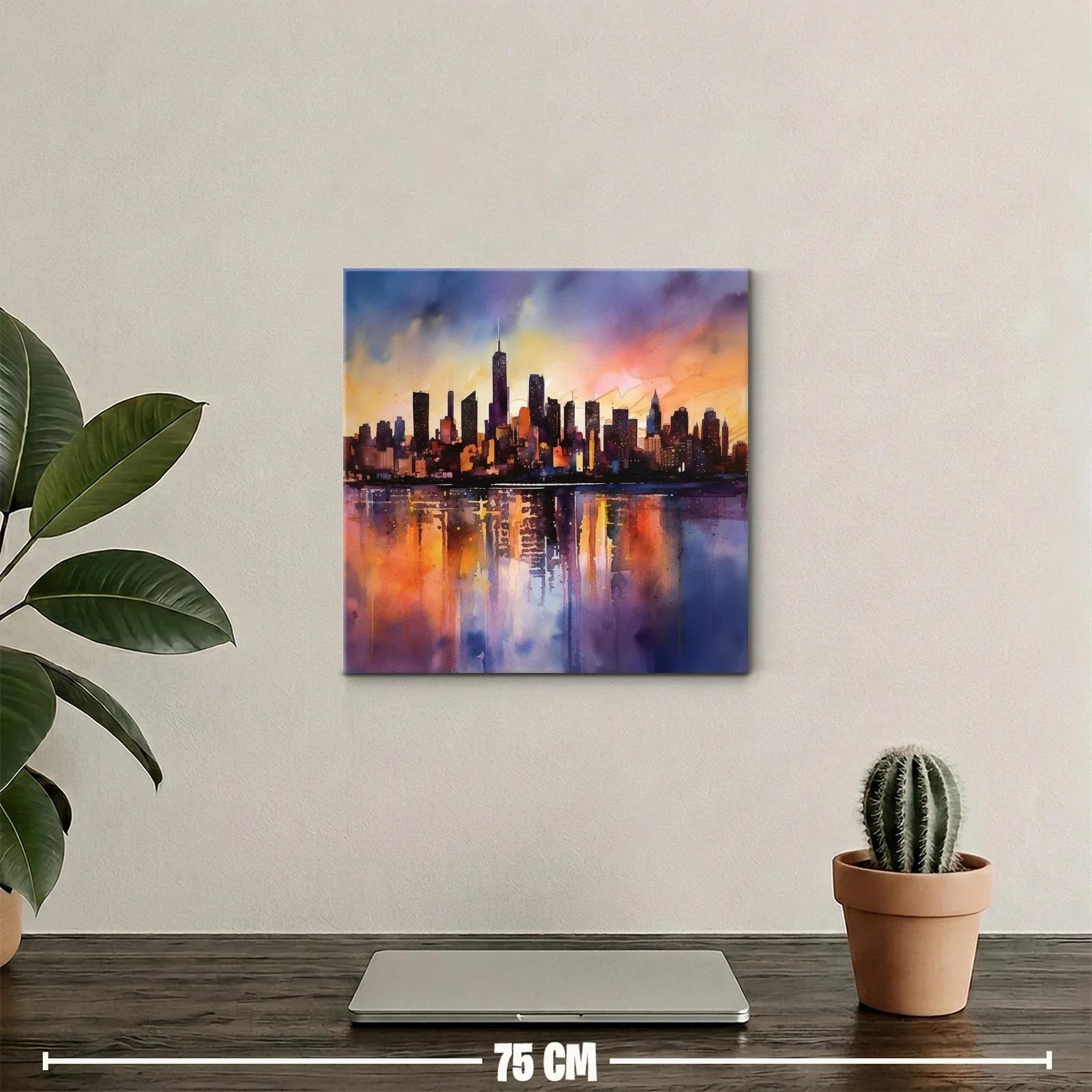 Atardecer urbano con reflejos vibrantes en la ciudad — miniatura 2