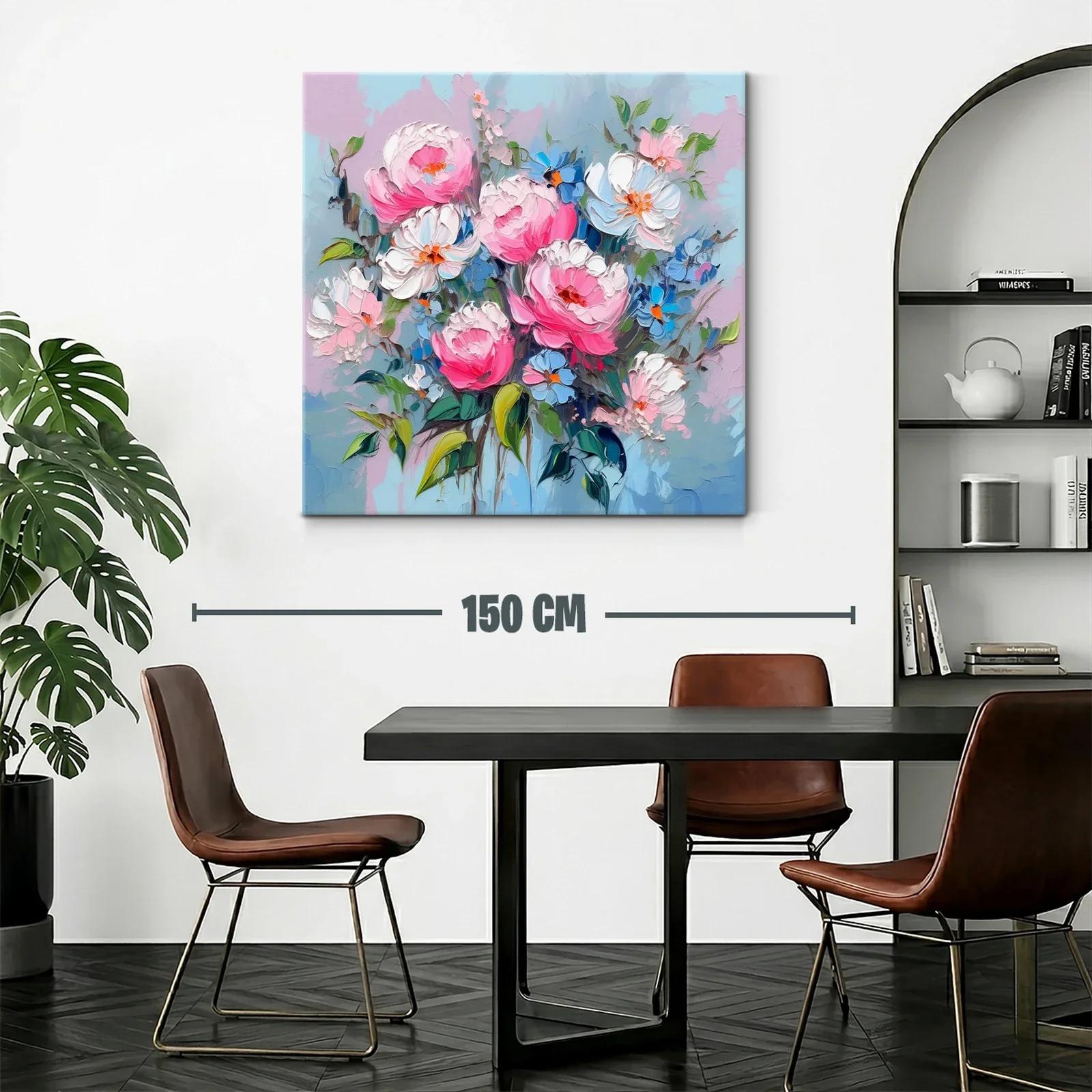Lienzo con flores en tonos rosados y azules relajantes — miniatura 2