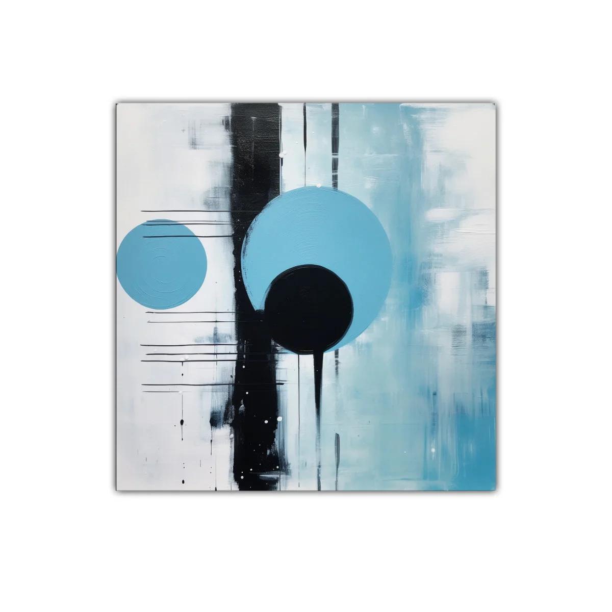 Composición Abstracta con Círculos en Tonos Azules y Negros