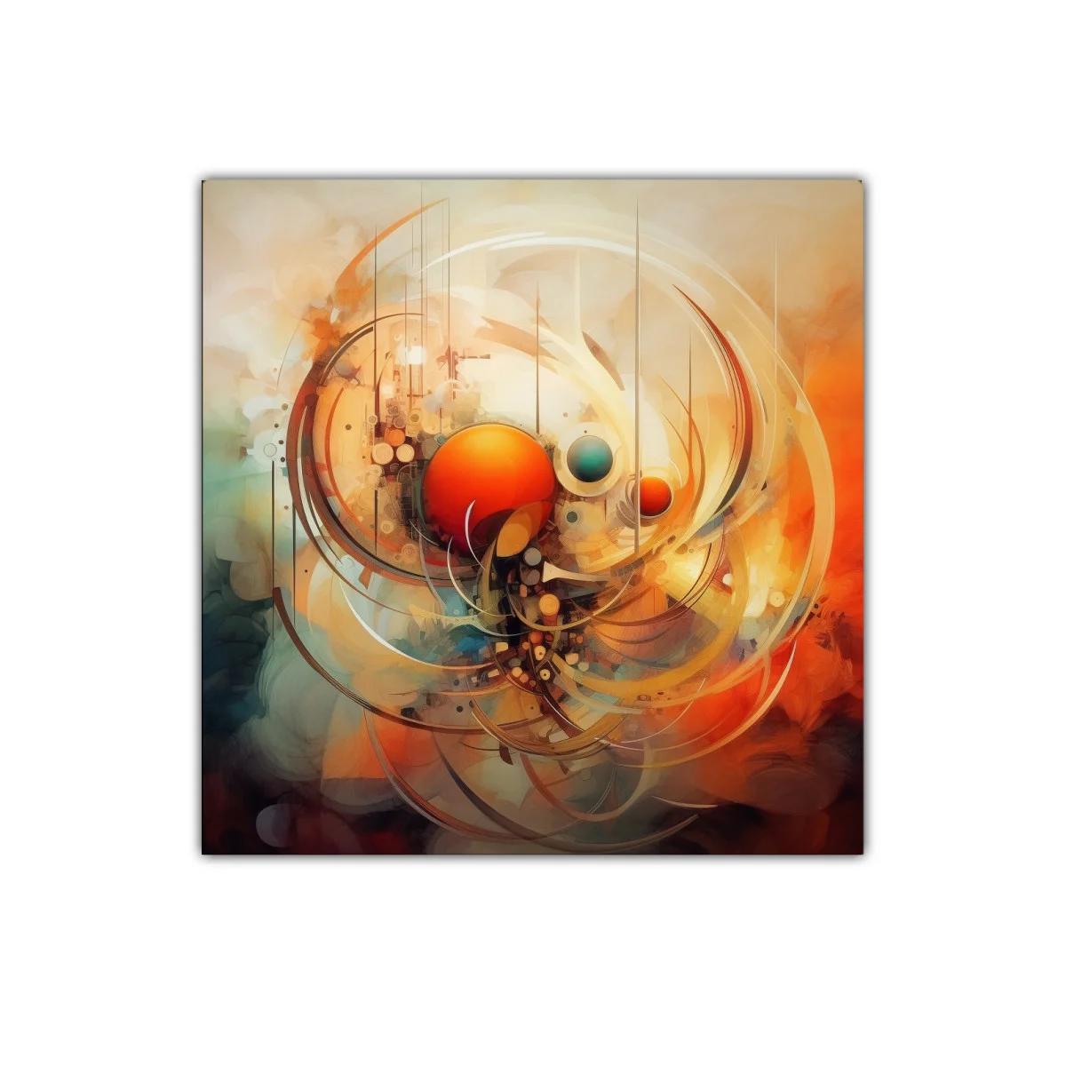 Composición abstracta con esferas cálidas y dinámicas