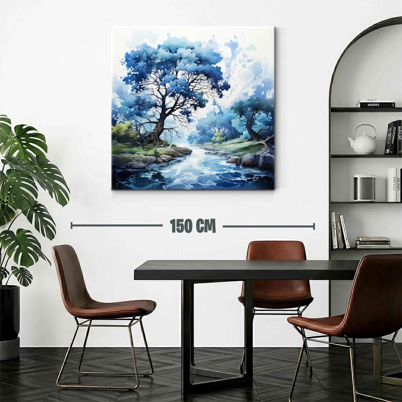 Paisaje sereno con árboles azules junto a río calmado — miniatura 2