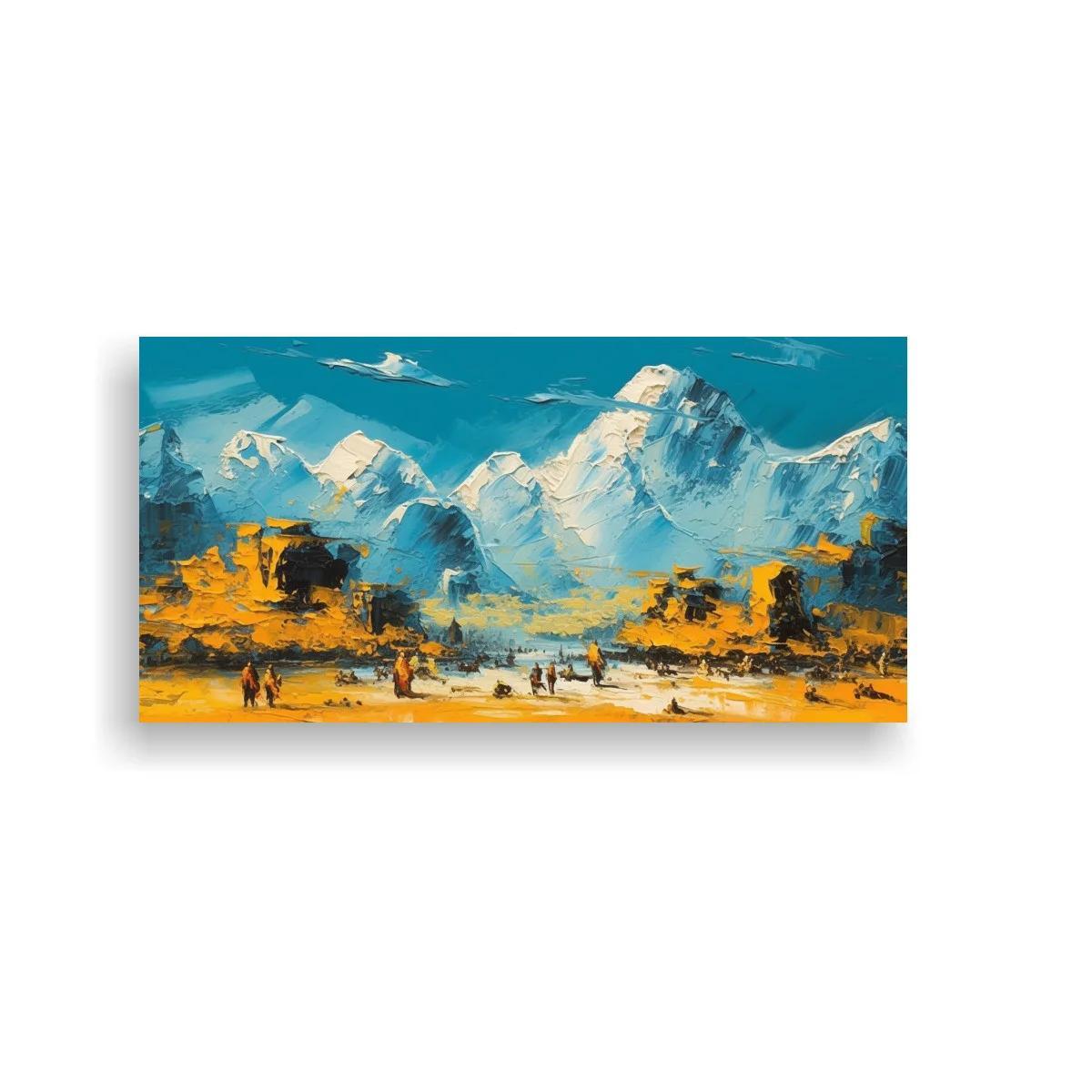 Cuadro cordillera nevada con franja dorada — imagen principal