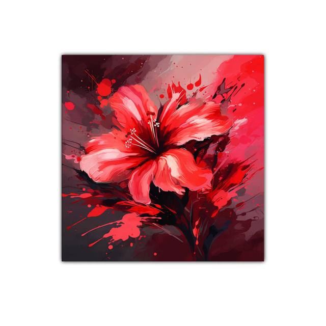 Flor vibrante en tonos rojos y negros vivo