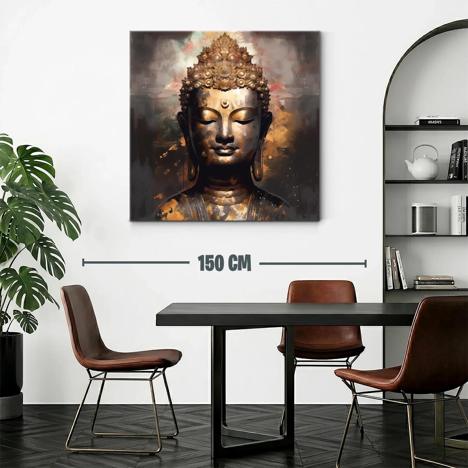 Retrato sereno de Buda con tonos dorados y ocres — miniatura 2