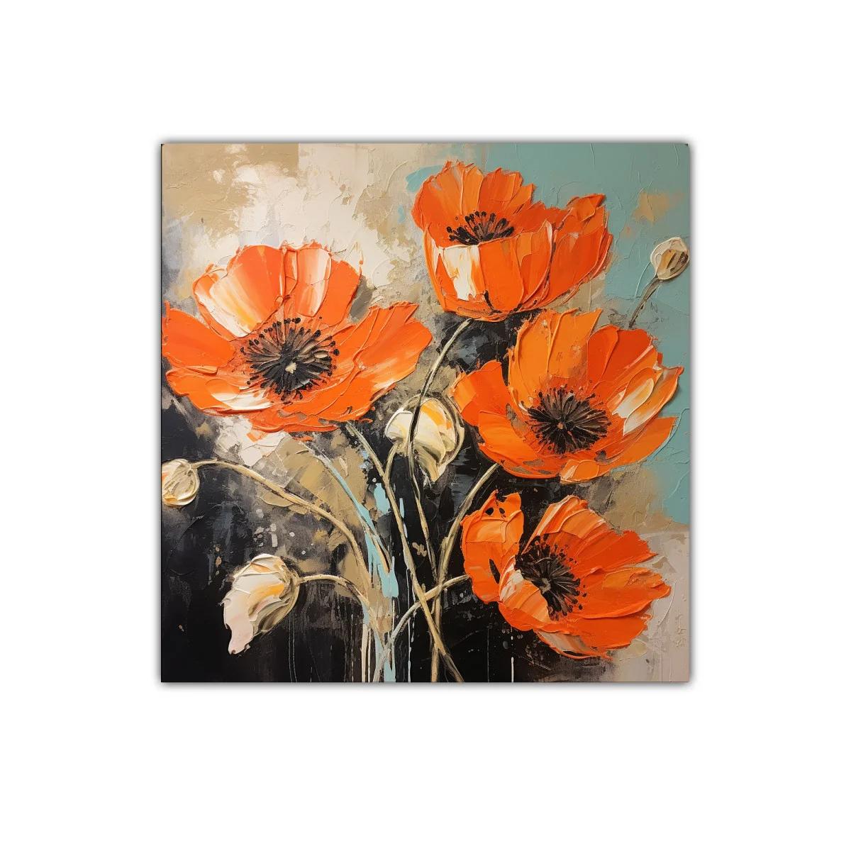 Cuadro con amapolas vibrantes en tonos naranja y tierra — imagen principal