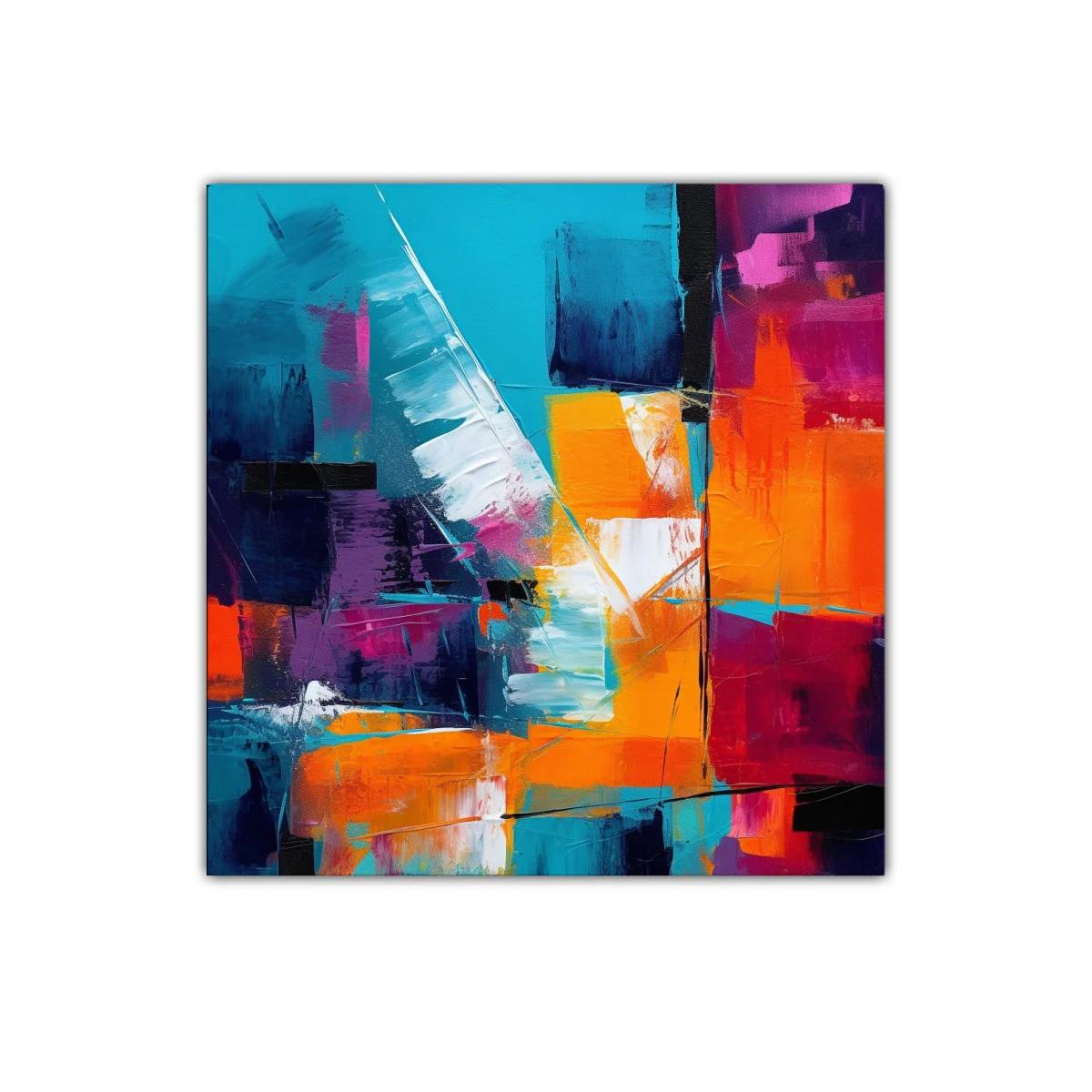 Cuadro abstracto vibrante con explosión de colores vivos