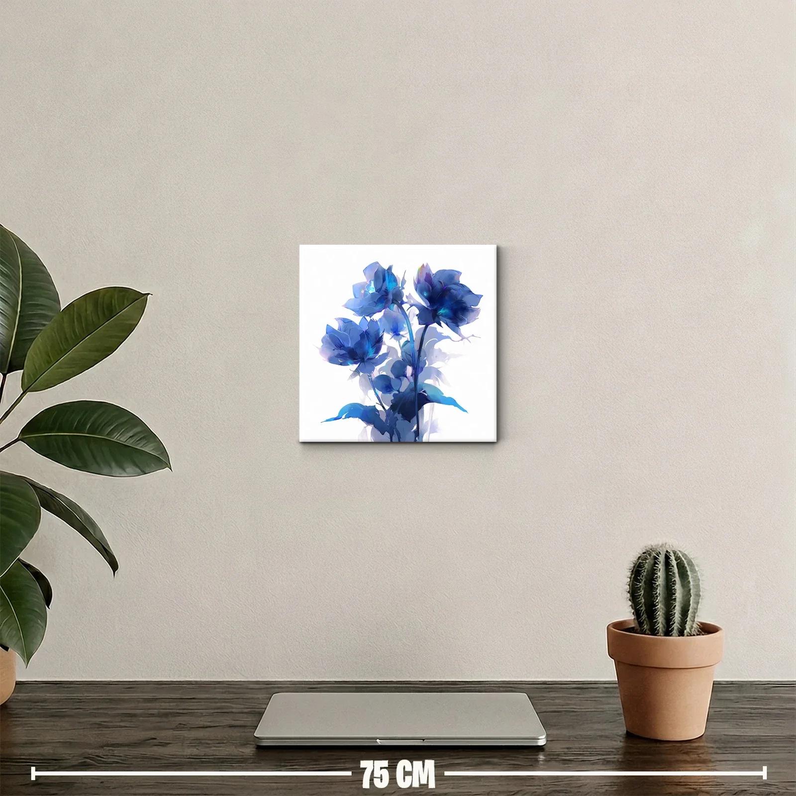 Cuadro decorativo flores azul intenso para interiores modernos — miniatura 2