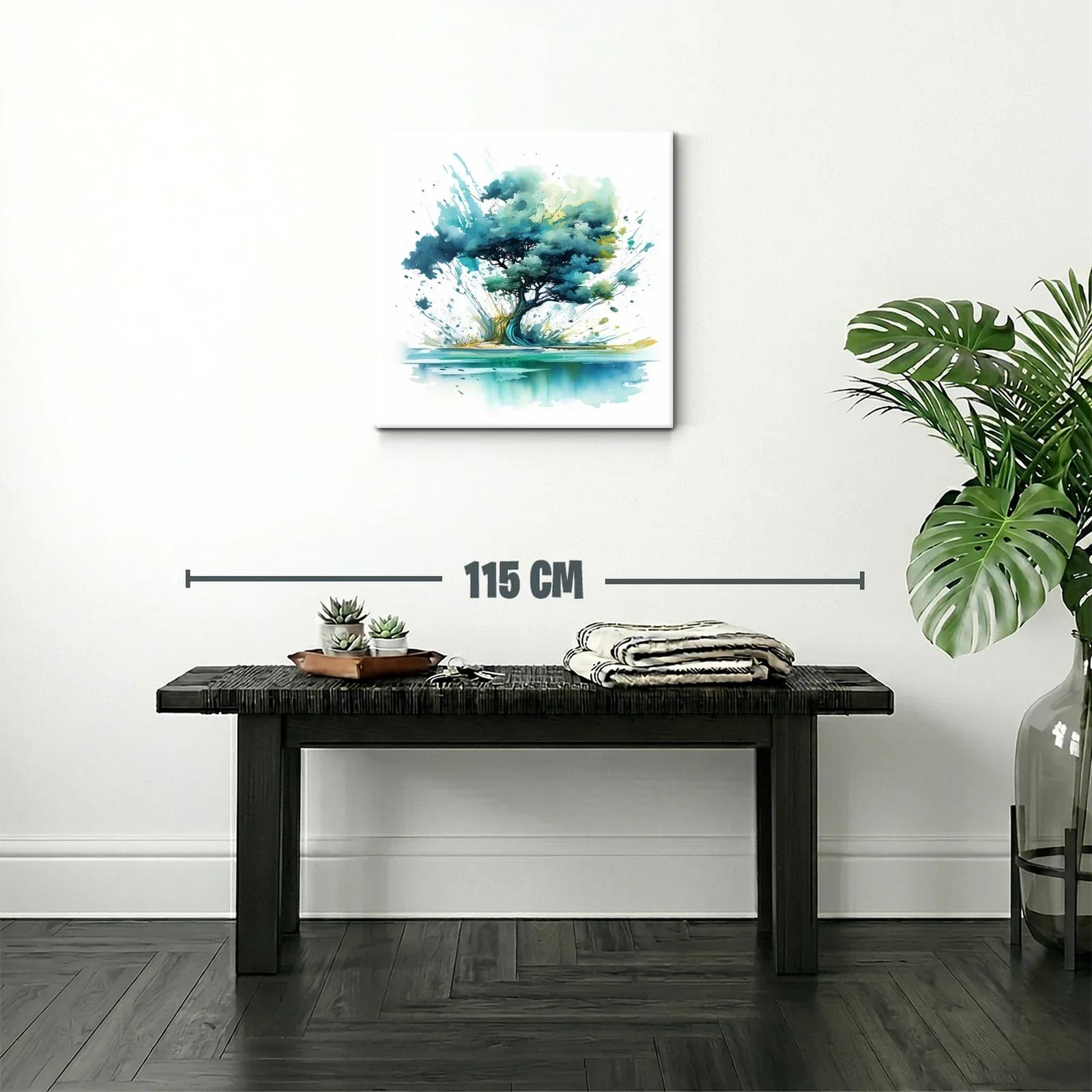 Árbol artístico con tonos azules y verdes vibrantes — miniatura 2