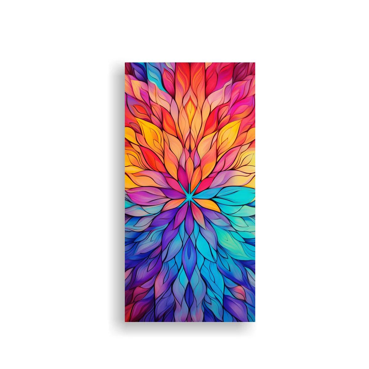 Cuadro mandala floral con centro estrellado y colores tipo vidriera