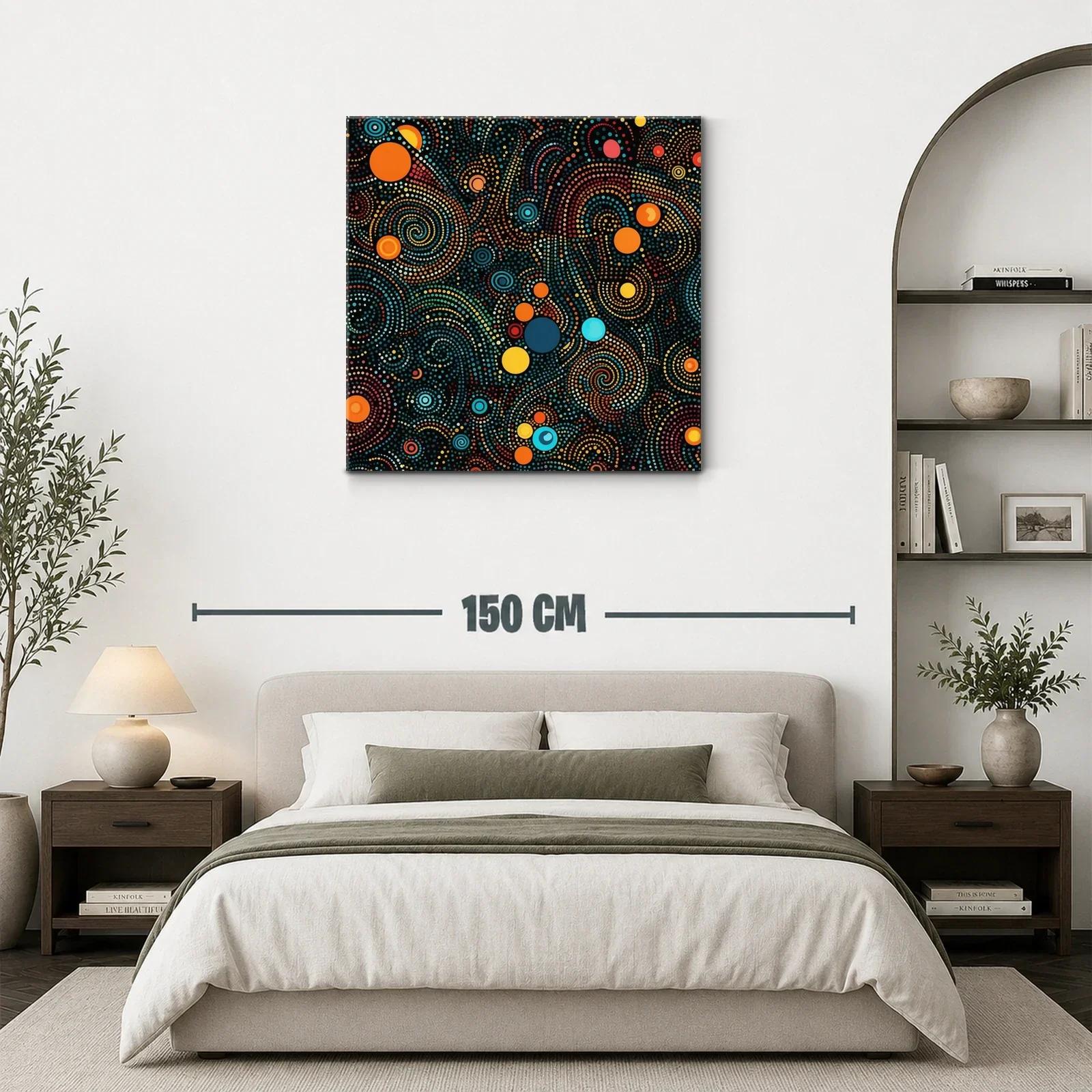 Cuadro abstracto en espirales con puntos vibrantes — miniatura 3