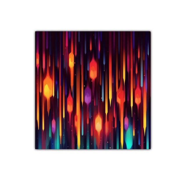 Cuadro decorativo con líneas verticales en tonos cálidos y fríos