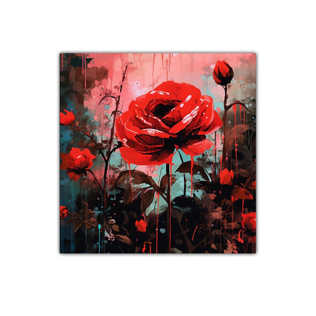 Vibrante composición de rosas rojas con fondo abstracto