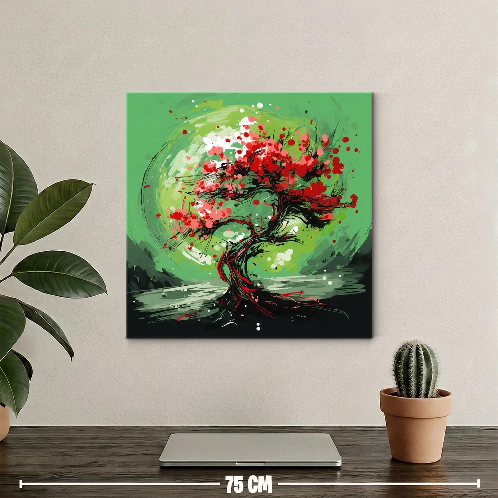Árbol abstracto con vibrantes tonos verdes y rojos — miniatura 2