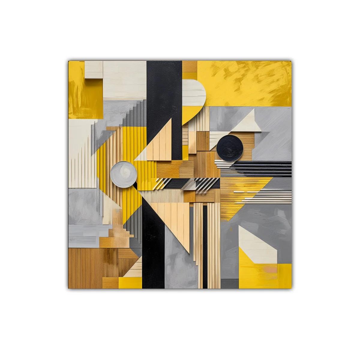 Composición geométrica con tonos amarillos y neutros vibrantes — imagen principal