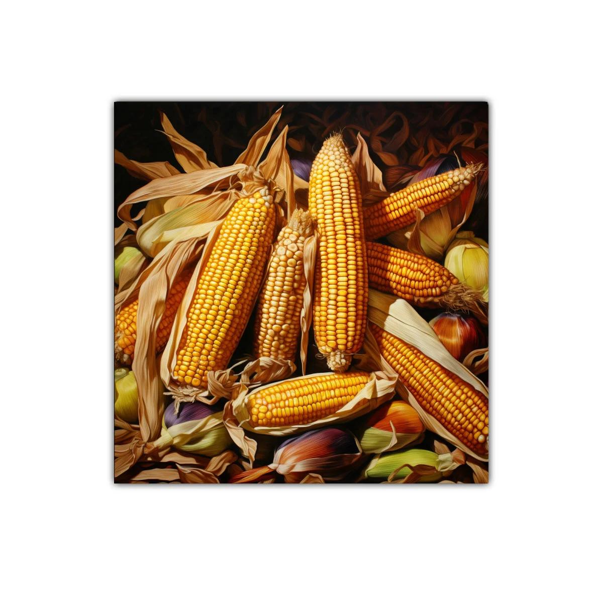 Cuadro Decorativo con Mazorcas de Maíz en Tonos Cálidos — imagen principal