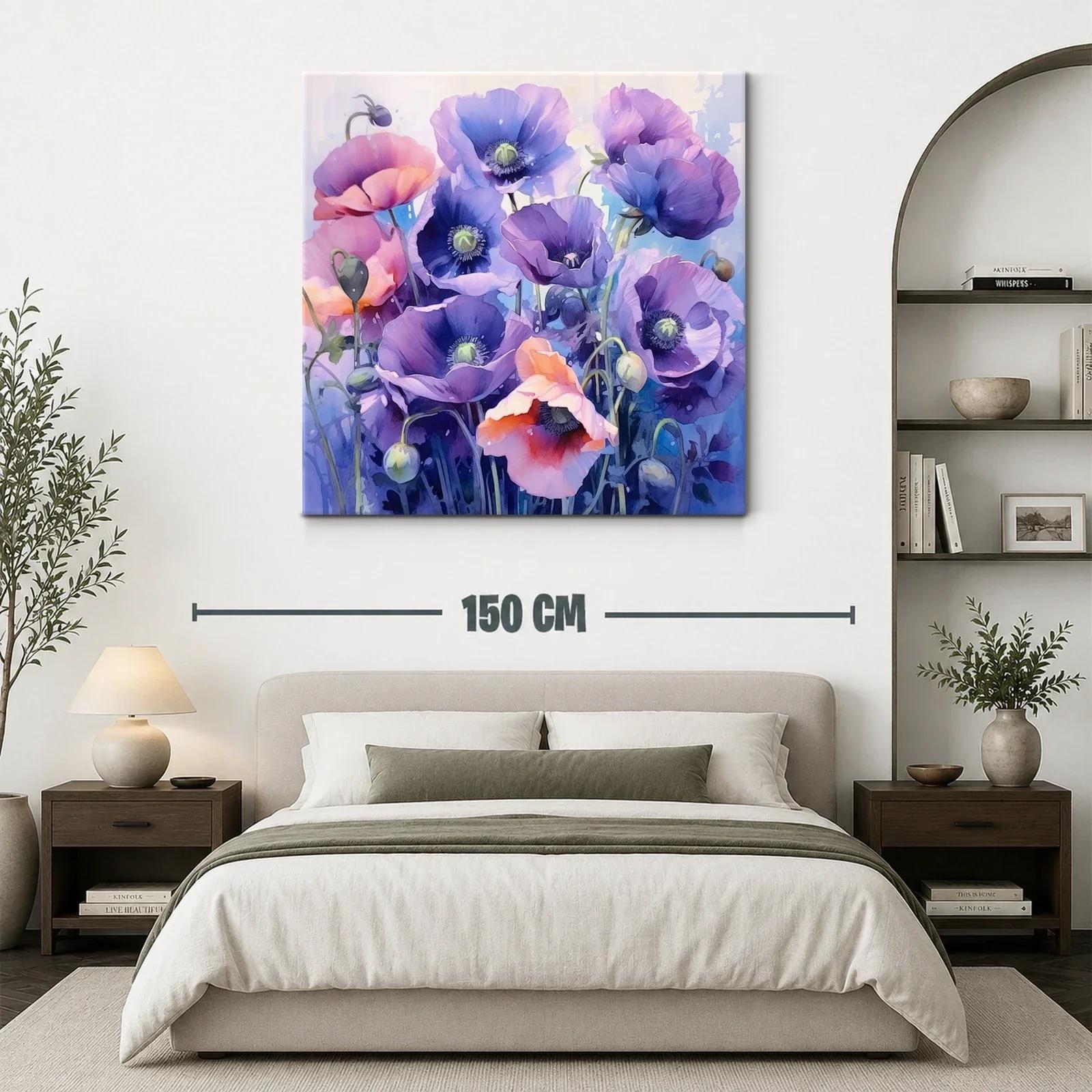 Cuadro con flores en tonos violetas y rosados vibrantes — miniatura 3