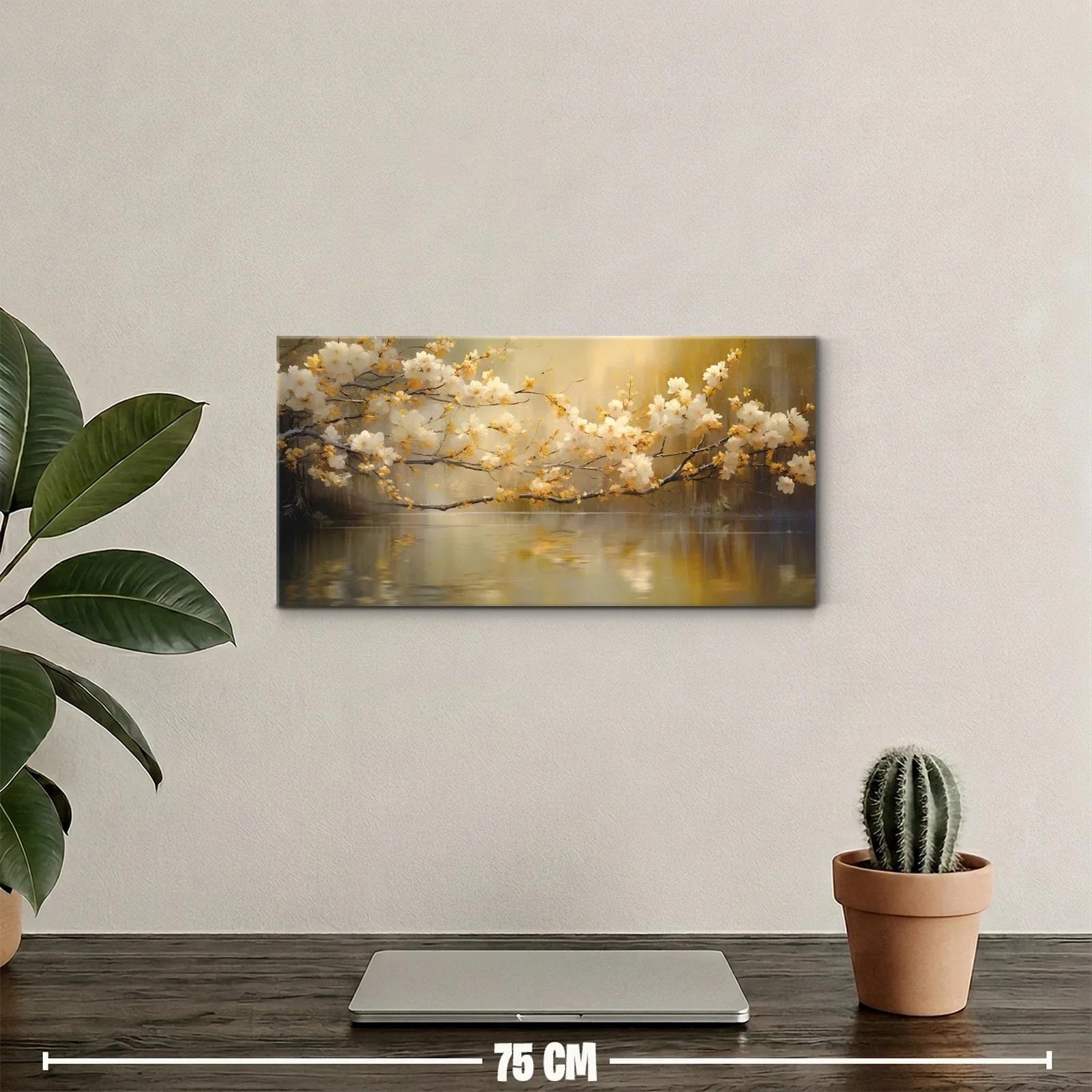 Cuadro rama de flores de cerezo blancas sobre agua — miniatura 2