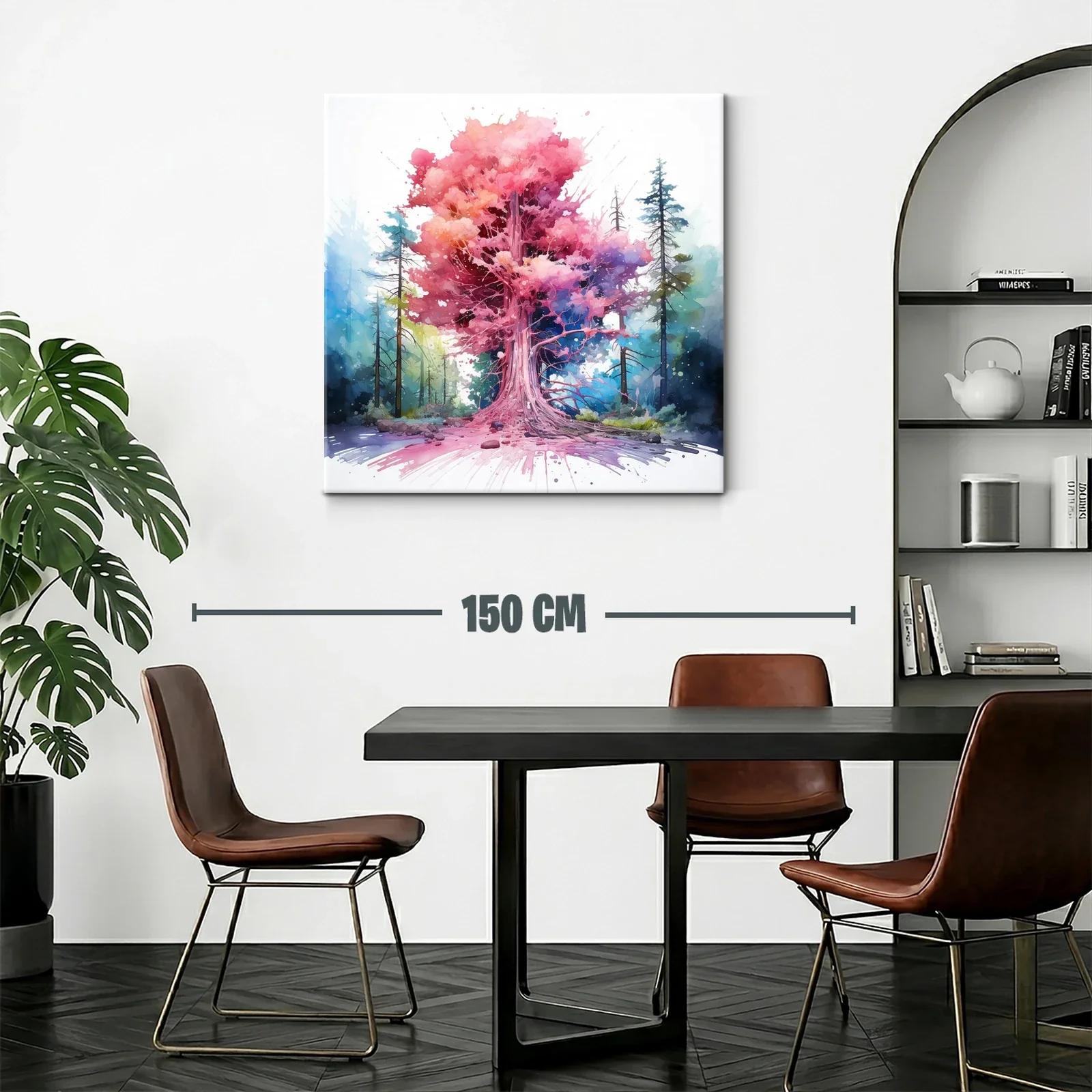 Árbol vibrante con tonos rosas y azules en bosque místico — miniatura 2