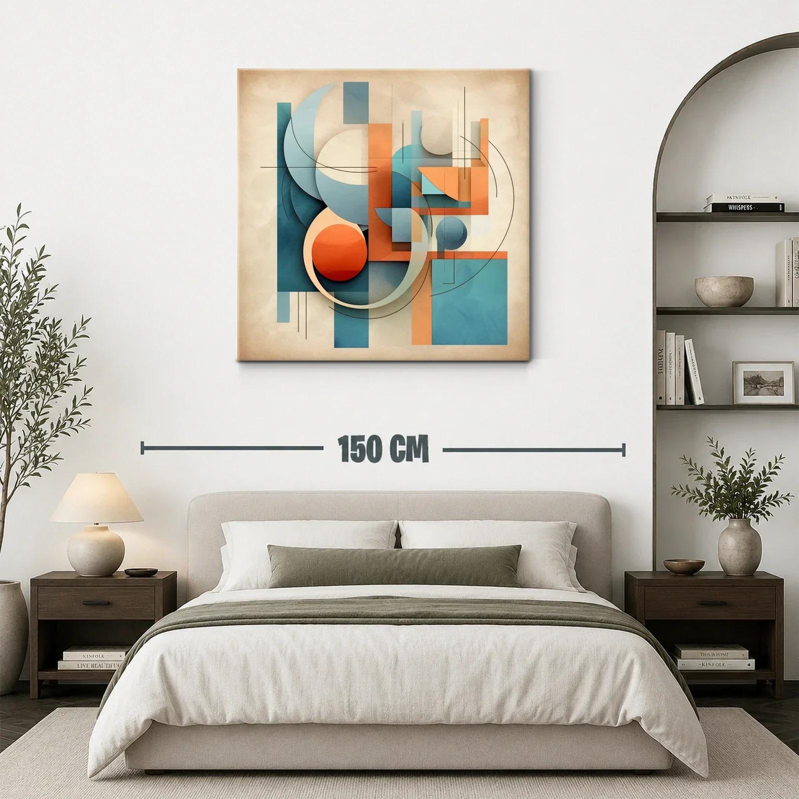 Composición abstracta con formas geométricas en tonos cálidos y fríos — miniatura 3