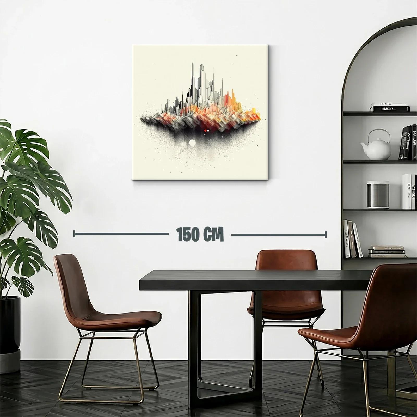 Paisaje abstracto de ciudad flotante con tonos cálidos y grises — miniatura 2