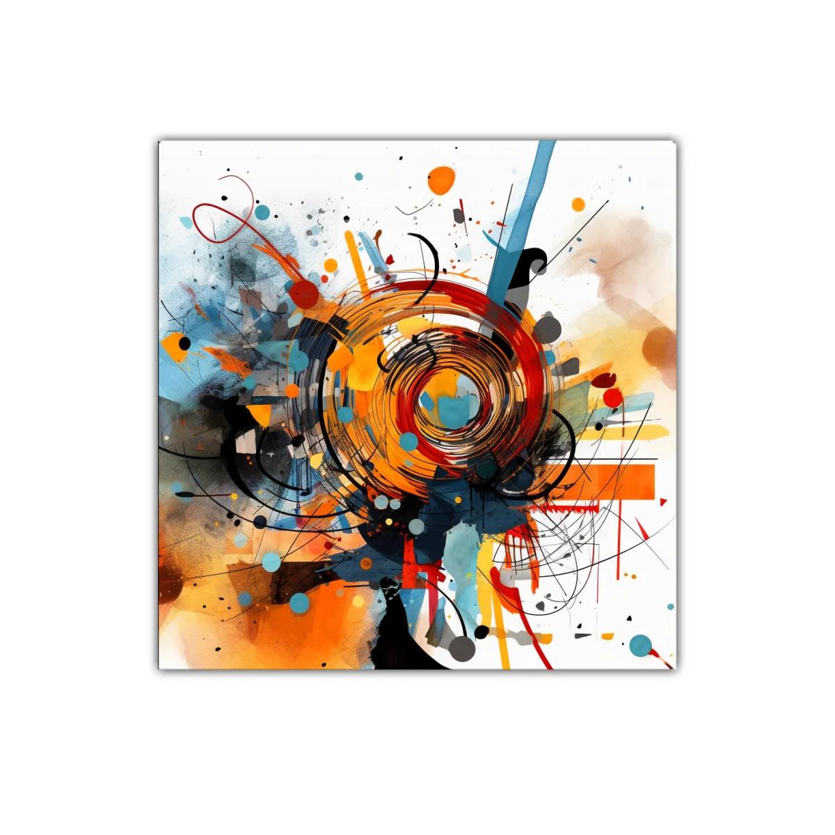 Cuadro abstracto con vibrantes espirales en tonos cálidos