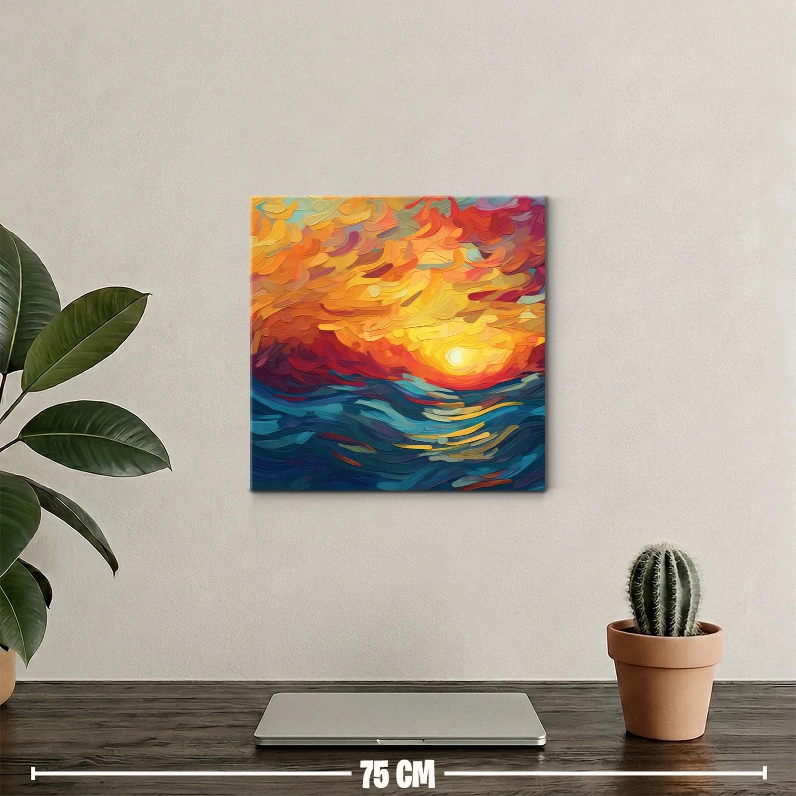 Atardecer vibrante sobre el mar en tonos cálidos y fríos — miniatura 2