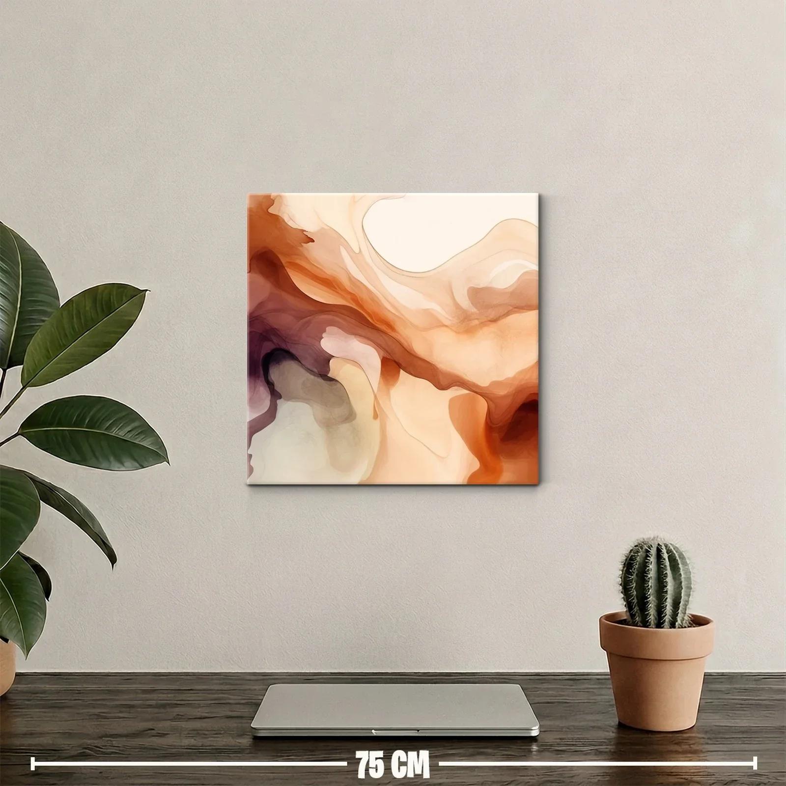 Cuadro abstracto con tonos tierra y cálidos movimientos — miniatura 2