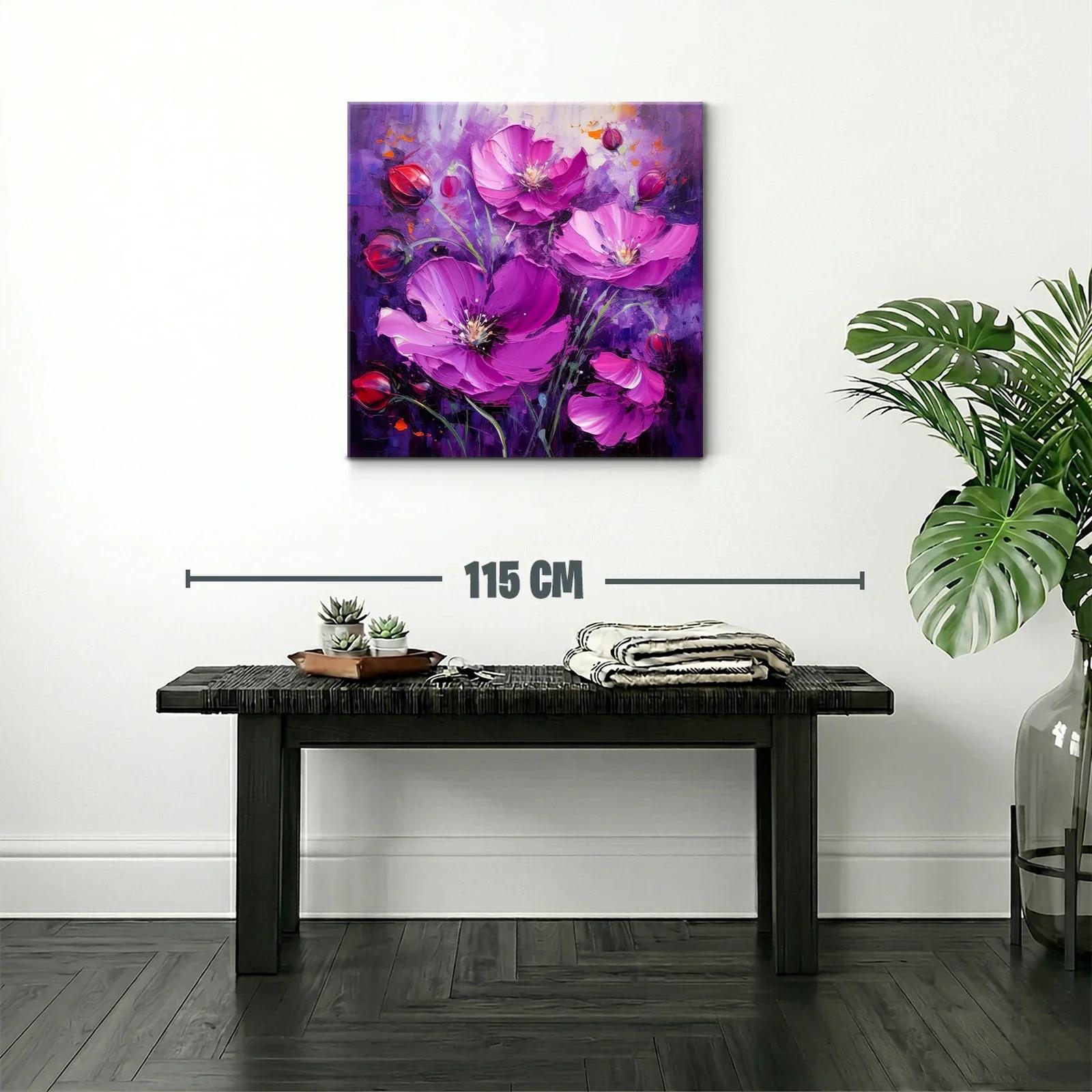 Cuadro floral en tonos violetas y fucsias vibrantes — miniatura 2