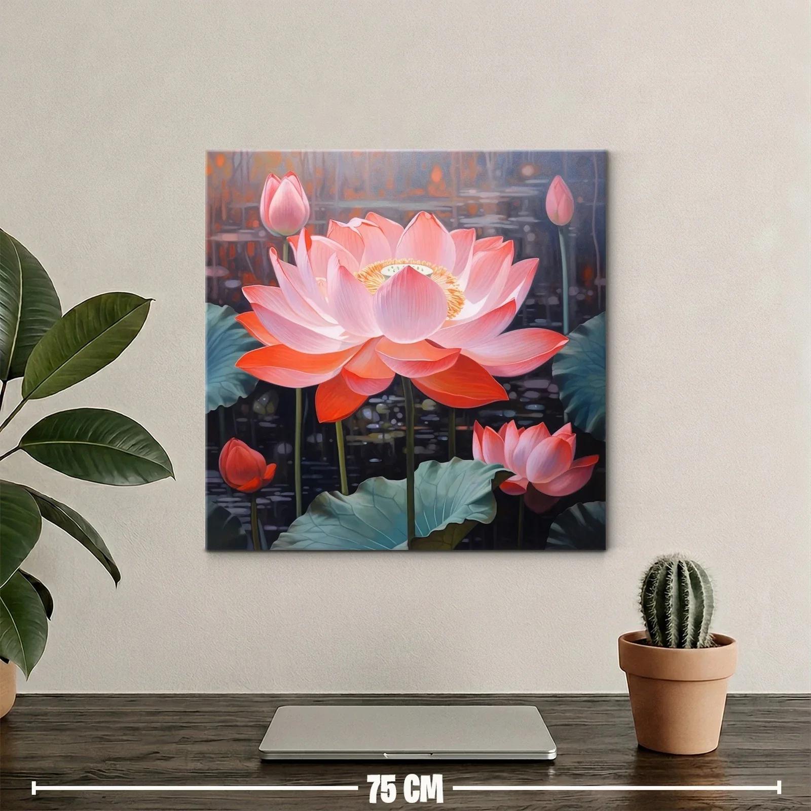 Flor de loto en tonos cálidos y fondo oscuro — miniatura 2