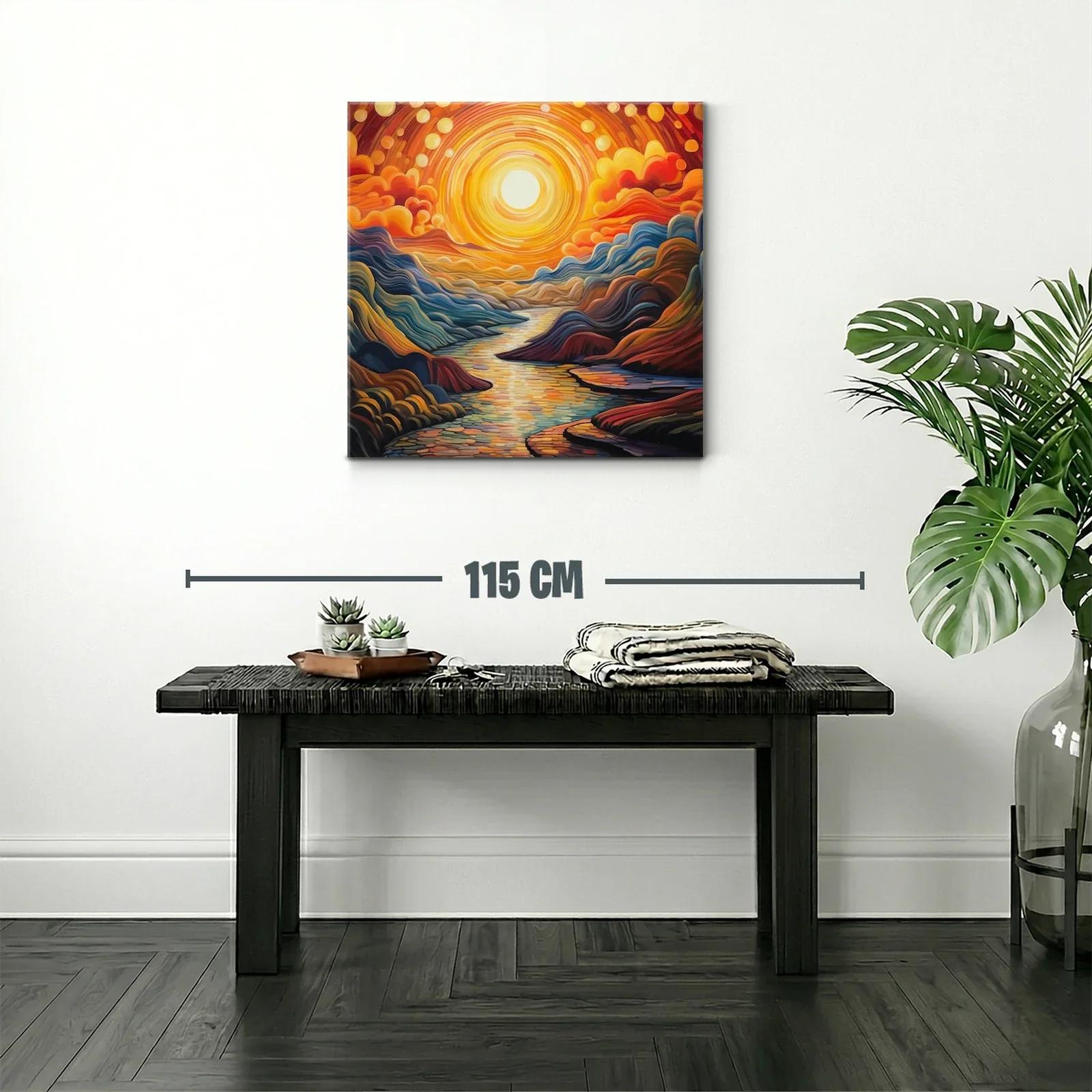 Paisaje vibrante con río iluminado por sol radiante — miniatura 2