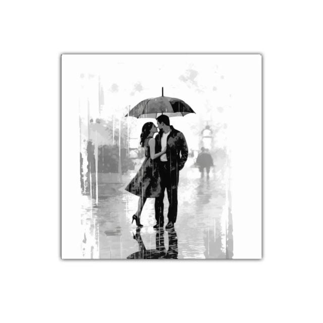 Pareja Bajo Lluvia Compartiendo un Momento Íntimo