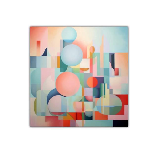 Composición abstracta con formas geométricas y colores pastel