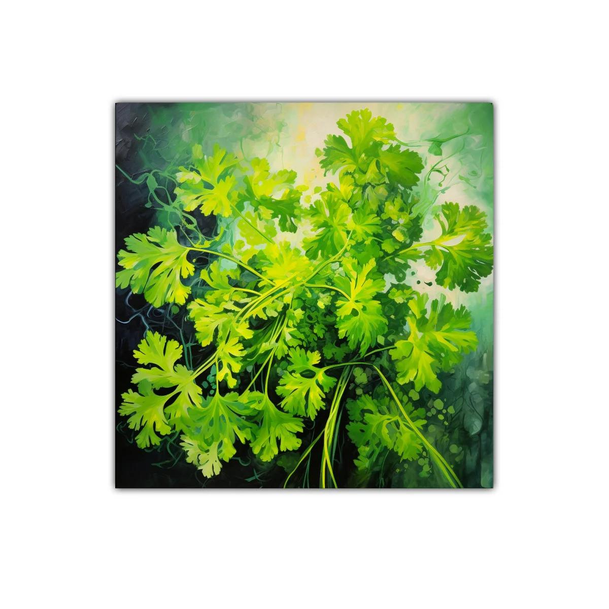 Cuadro decorativo con hojas verdes vibrantes y frescura natural — imagen principal