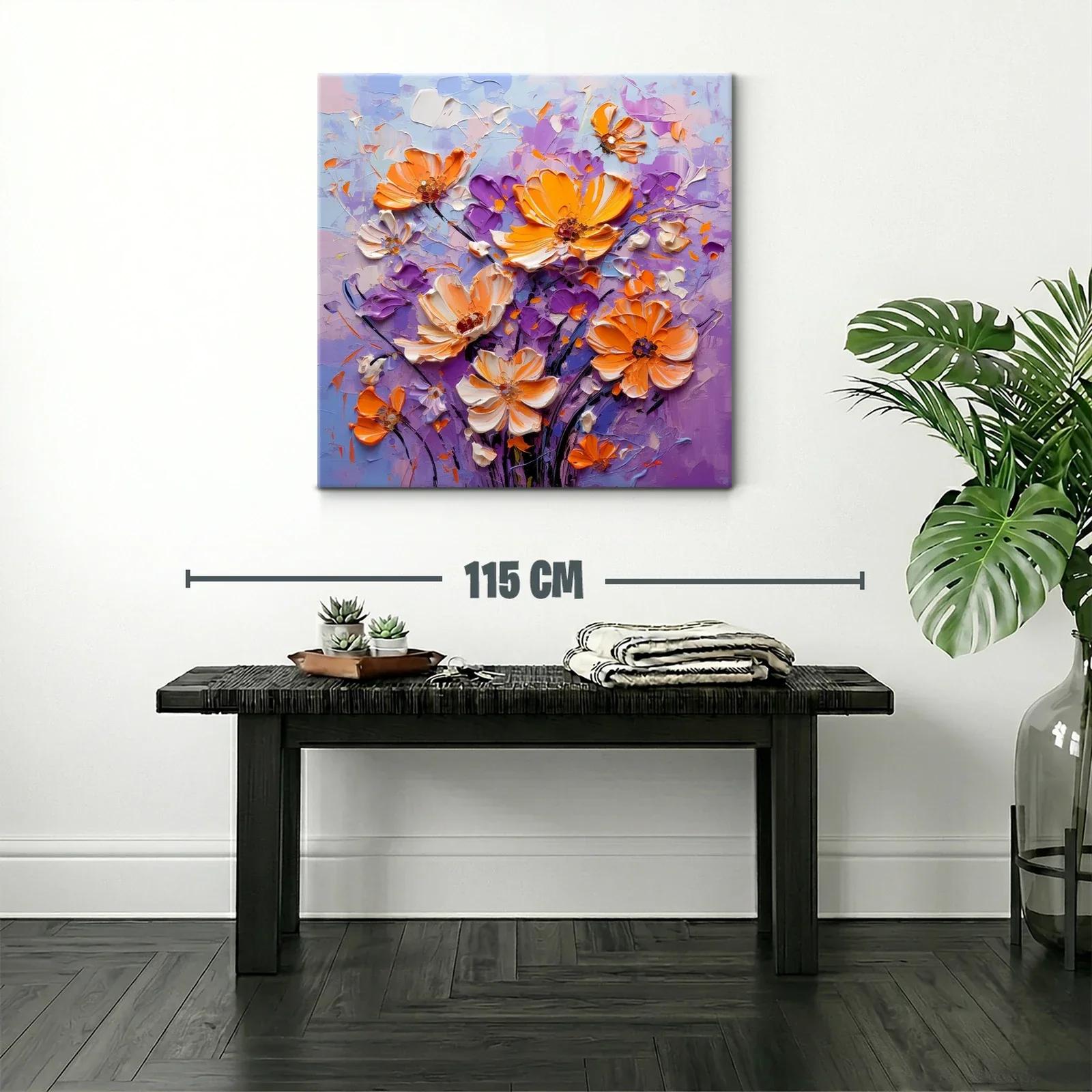 Ramo moderno con flores naranjas y violetas vibrantes — miniatura 2