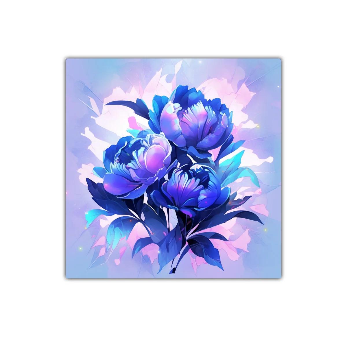 Ramo de flores en tonos azul y violeta vibrante