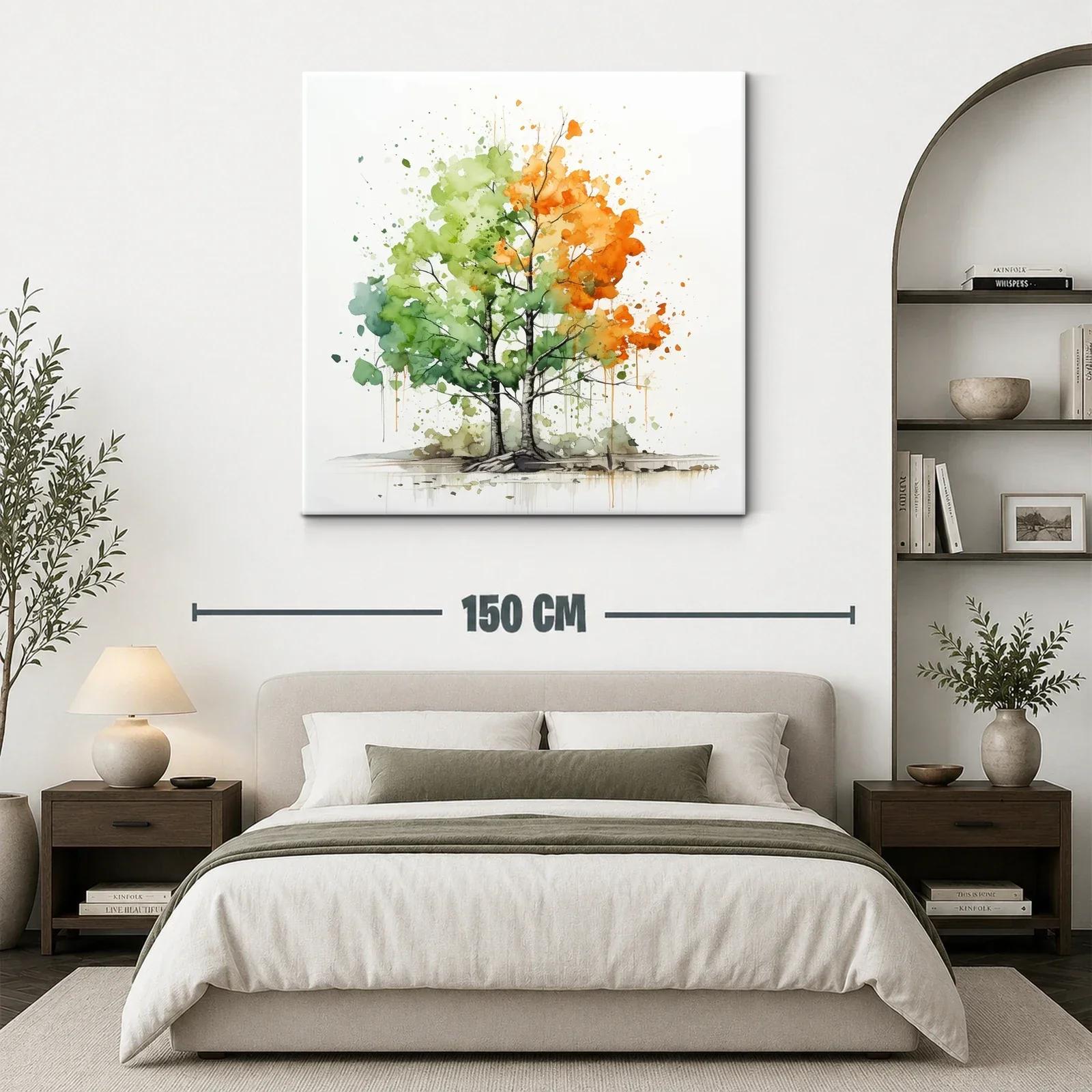 Árbol en transición con tonos verdes y naranjas vibrantes — miniatura 3