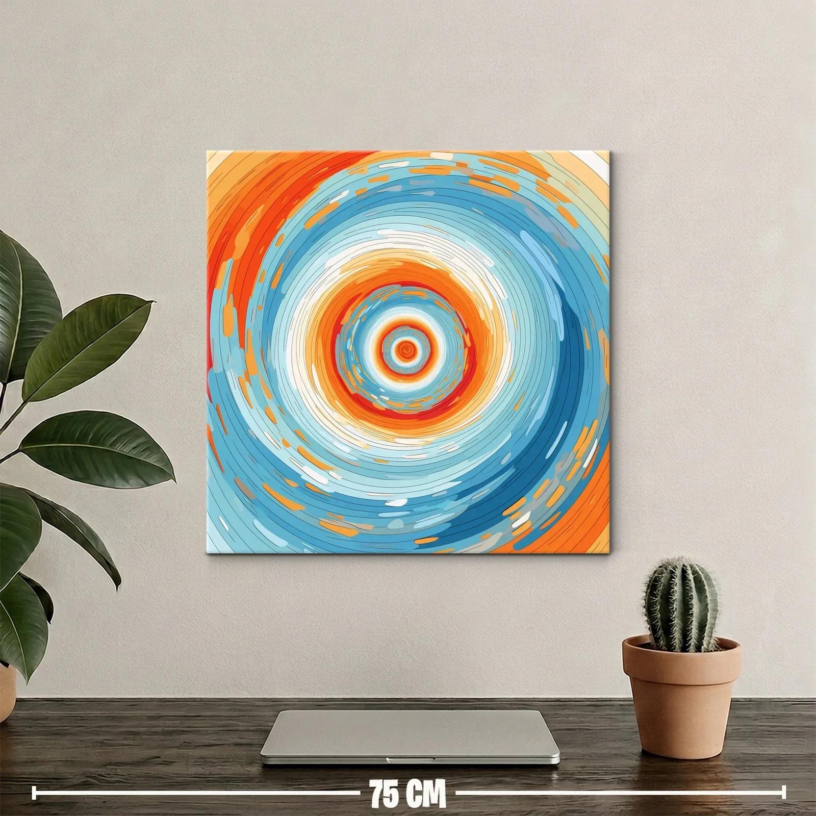 Cuadro abstracto con círculos concéntricos vibrantes — miniatura 2